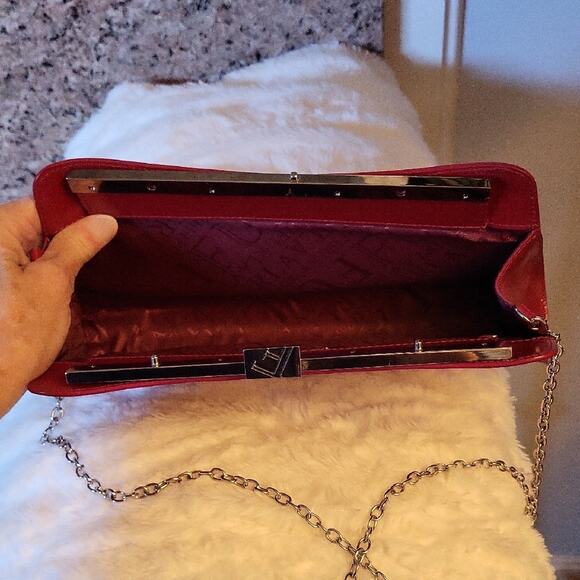FURLA Red Clutch Luxury Bag with Metal Strap - Picture 15 of 16